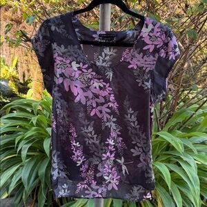 BCBG Max Azria Romantic Elegant Floral Chiffon Top